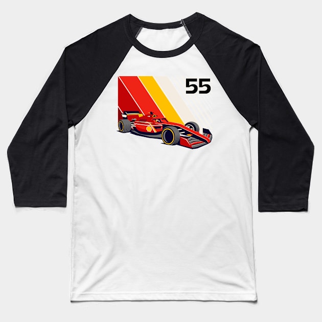 Formula Race Car 55 Baseball T-Shirt by RaceCarsDriving